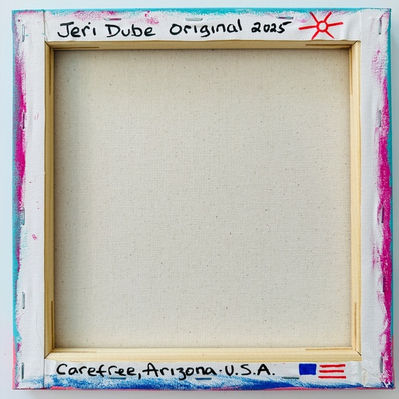 Original Painting Whimsical Collectible Flowers Violet Vase  10" x 10" Canvas - Picture 9 of 10